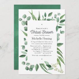 水色ユーカリ緑のバーチャルシャワー 招待状