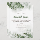 水色ユーカリ緑のリハーサルディナー 招待状 (正面/裏面)