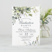 水色ユーカリ緑の写真卒業 招待状 (スタンド正面)
