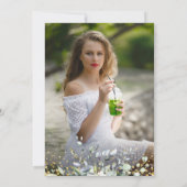 水色ユーカリ緑の写真卒業 招待状 (裏面)