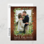 水色ユーカリ緑の木日付を保存 ポストカード (正面/裏面)