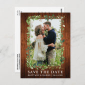 水色ユーカリ緑の木日付を保存 ポストカード (正面/裏面)