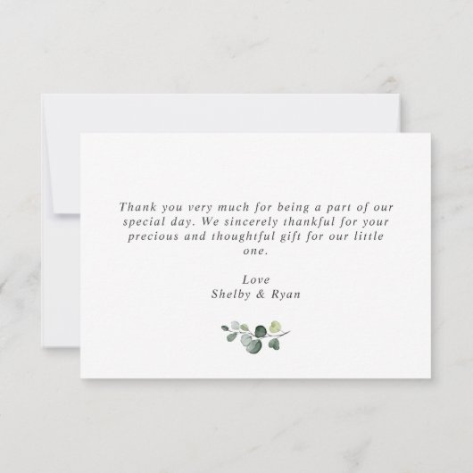 水色ユーカリ緑の水の色結婚の サンキューカード (裏面)