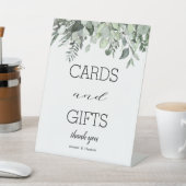 水色ユーカリ緑の結婚式カードギフト 台座サイン (インサイチュ)