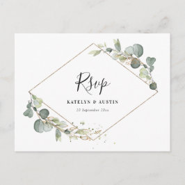 水色ユーカリ緑の結婚式RSVP ポストカード