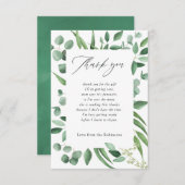 水色ユーカリ緑の赤ちゃんシャワー サンキューカード (正面/裏面)