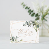 水色ユーカリ緑の金ゴールドサンキューカード サンキューカード (スタンド正面)