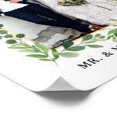 水色ユーカリ緑の金ゴールドフレーム写真 ポスター (角)