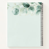水色ユーカリ緑の金ゴールドフローラ ノートブック (裏面)