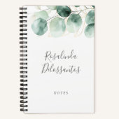 水色ユーカリ緑の金ゴールドフローラ ノートブック (正面)