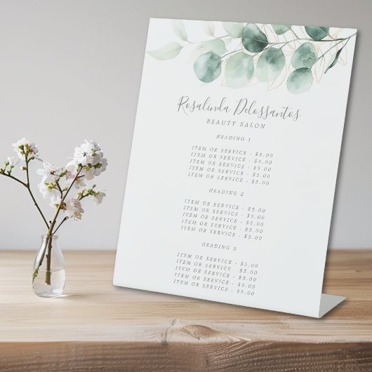 水色ユーカリ緑の金ゴールド葉価格 台座サイン