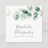 水色ユーカリ緑の金ゴールド離れ スクエア名刺 (正面)