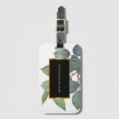 水色ユーカリ緑エレガント ラゲッジタグ (正面縦)