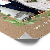 水色ユーカリ緑クラフト金ゴールド写真 ポスター (角)