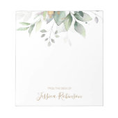 水色ユーカリ緑パーソナライズされた ノートパッド (正面)