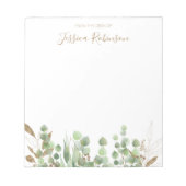 水色ユーカリ緑パーソナライズされた ノートパッド (正面)