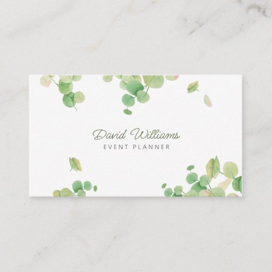 水色ユーカリ緑化ビジネスカード 名刺 (正面)