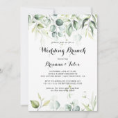 水色ユーカリ緑結婚草ブランチ 招待状 (正面)