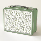 水色ユーカリ緑葉のパターン メタルランチボックス (裏面)