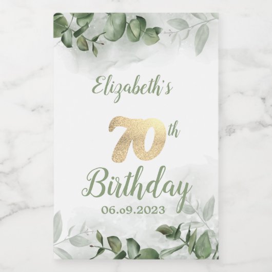 水色ユーカリ緑70th ワインラベル (シングルラベル)