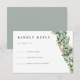 水色ユーカリ緑 |の結婚返信 エンクロージャーカード