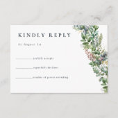 水色ユーカリ緑 |の結婚返信 エンクロージャーカード (正面)