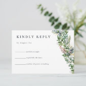 水色ユーカリ緑 |の結婚返信 エンクロージャーカード (スタンド正面)