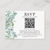 水色ユーカリ緑QR RSVP 結婚's エンクロージャーカード (正面)