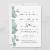 水色ユーカリ縁どプラバ結婚ル 招待状 (正面)