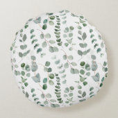 水色ユーカリ花柄 ラウンドクッション (裏面)