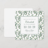 水色ユーカリ葉のパターン – ブライドメイド 招待状 (正面/裏面)