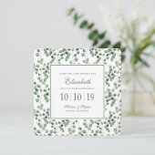 水色ユーカリ葉のパターン – ブライドメイド 招待状 (スタンド正面)