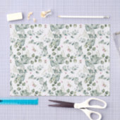 水色ユーカリ葉の枝と花 薄葉紙 (クラフト)