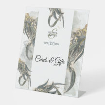 水色ユーカリ葉ウエディングカードギフト