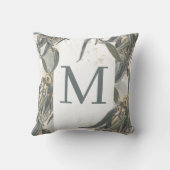 水色ユーカリ葉グリーモノグラム クッション (裏面)