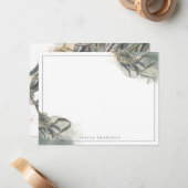 水色ユーカリ葉サンリーノートカード ノートカード (正面/裏面インサイチュ)