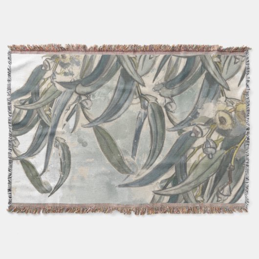 水色ユーカリ葉サンリー スローブランケット (正面)