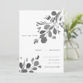 水色ユーカリ葉スカードを保存 招待状 (スタンド正面)