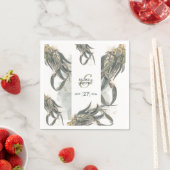 水色ユーカリ葉スグリー結婚ズ スタンダードカクテルナプキン (インサイチュ)