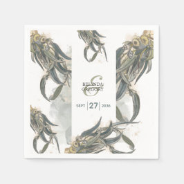 水色ユーカリ葉スグリー結婚ズ スタンダードカクテルナプキン