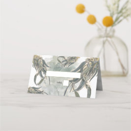 水色ユーカリ葉スグリー結婚ズ プレイスカード