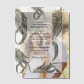 水色ユーカリ葉スグリー結婚ズ ベラム紙招待状 (オフセット (カップル))