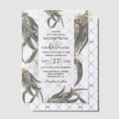 水色ユーカリ葉スグリー結婚ズ ベラム紙招待状 (オフセット (招待状))