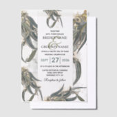 水色ユーカリ葉スグリー結婚ズ ベラム紙招待状 (オフセット)