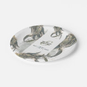 水色ユーカリ葉スグリー結婚ズ ペーパープレート (アングル)