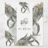 水色ユーカリ葉スグリー結婚ズ ワインラベル (シングルラベル)