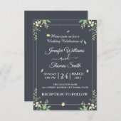 水色ユーカリ葉スグリー結婚ズ 招待状 (正面/裏面)