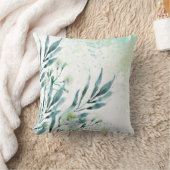 水色ユーカリ葉スタイル クッション (ブランケット)