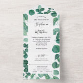 水色ユーカリ葉スボ結婚タニカル オールインワン招待状 (内側)