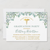 水色ユーカリ葉スメディカルグラードパーティー 招待状 (正面)